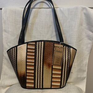 Women's Black and Brown Striped Bag